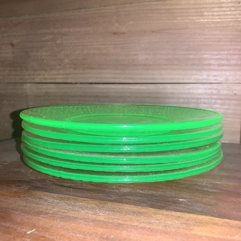 6 LE‎ Smith By Cracky green Depression glass 